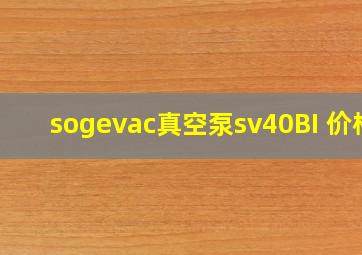 sogevac真空泵sv40BI 价格